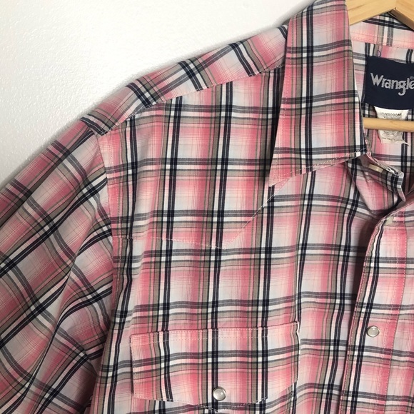 Wrangler men’s vintage pink plaid western shirt, size XL - Picture 5 of 7